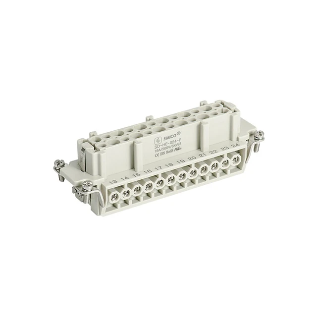 Alt view image 2 of 2 - HE-024-F Heavy-Duty Industrial Connector, 24-Pin Plug, IP65 Rated, AC/DC Installation, for Industrial Robotics and Equipment