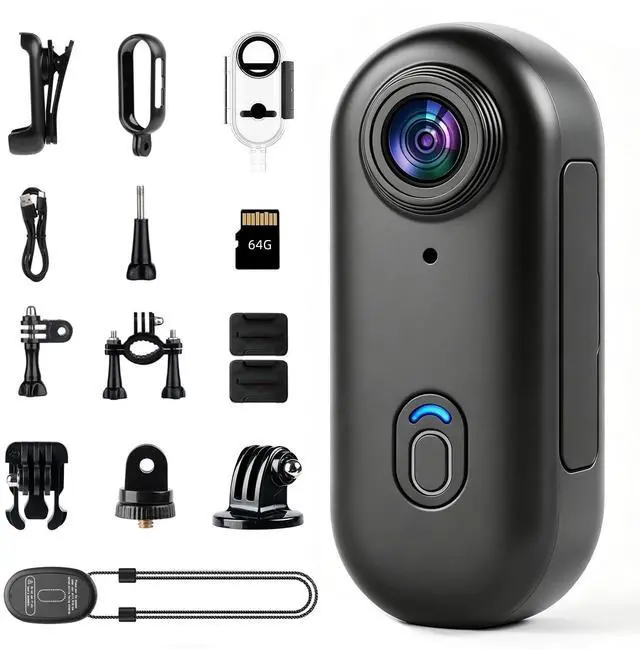 Main image of Mini Wearable Body Camera - 1080P Action Camera 64G POV Portable Body Cam Waterproof Suitable for Travel Bike Cycling Swimming Hiking diving Adventure Pet Vlogging(Black)