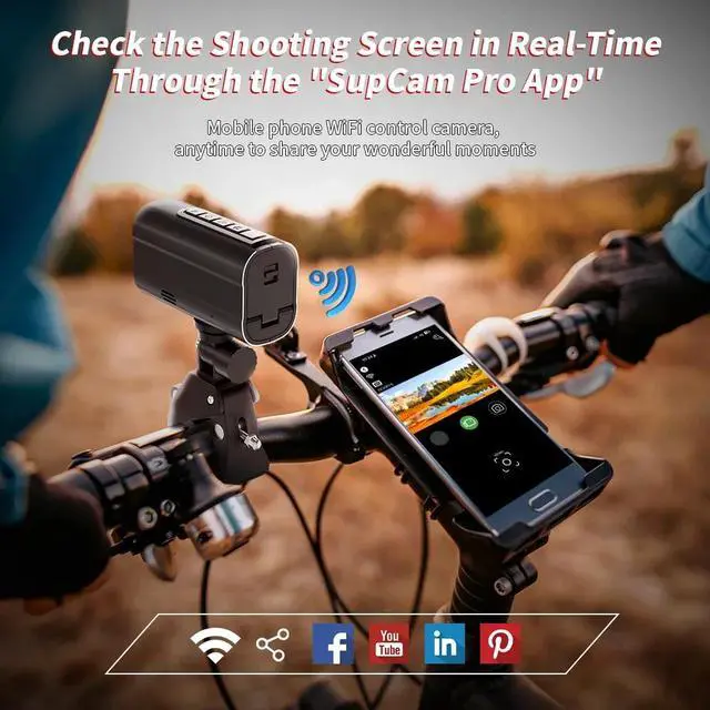 Alt view image 2 of 7 - 5K Action Camera Motorcycle Helmet Cam WiFi EIS Stabilization Cycling Recorder