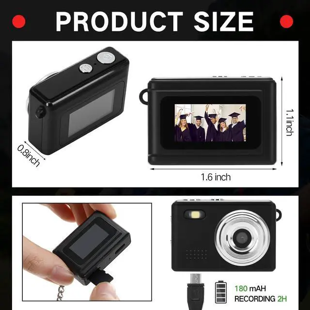 Alt view image 5 of 7 - 1080P Mini Keychain Pocket Camera With 8GB Card For Teen & Tween Girls Gifts