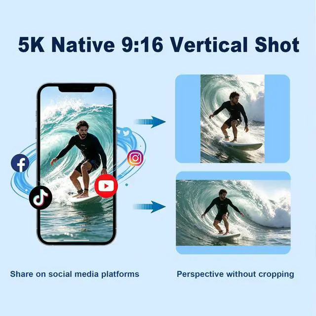 Alt view image 7 of 7 - Action Camera 5K 60FPS WiFi EIS Dual Screen Waterproof Sports Camera Remote