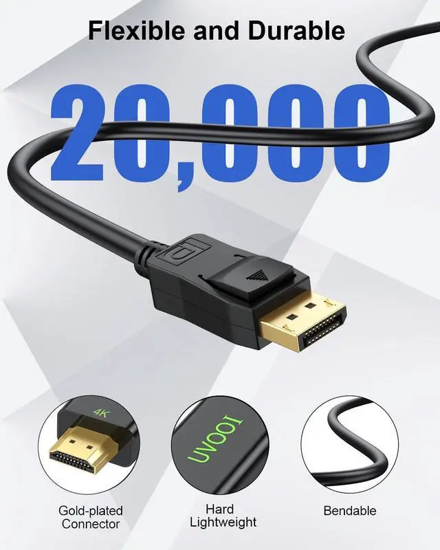 Alt view image 6 of 7 - 4K DisplayPort to HDMI Cable 10-Pack, 6 Feet Computer DP to HDMI Display Cord 4K, 1080P@60Hz Support Audio & Video for Computer, Laptop, Monitor, Projector, TV and More