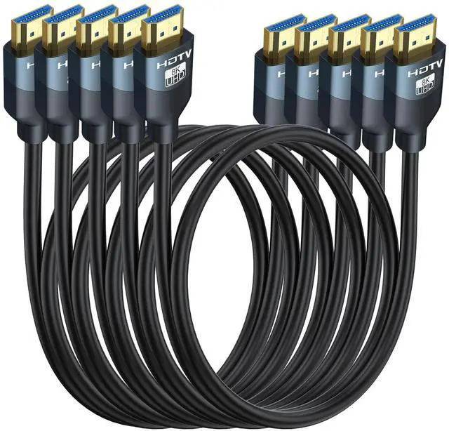 Main image of 8K HDMI 2.1 Cables 6FT 5-Pack, High Speed HDMI Gaming Monitor Cable for PS5 TV-8K ARC&eARC HDMI Cord-165/180/240Hz, HDCP2.3, 3D/HDR10 for Soundbar, PS5, PS4, TV, Xbox, Roku, Cinema, Computer, Monitor