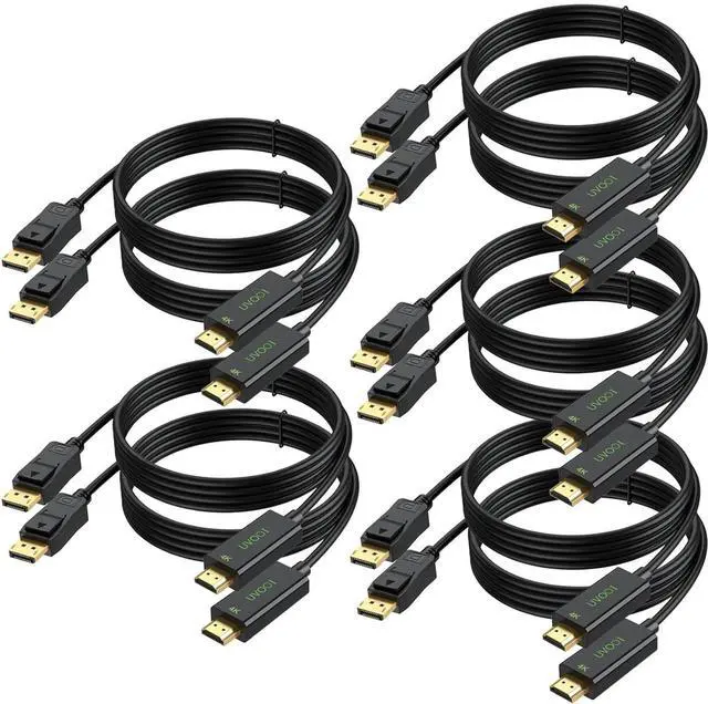 Main image of 4K DisplayPort to HDMI Cable 10-Pack, 6 Feet Computer DP to HDMI Display Cord 4K, 1080P@60Hz Support Audio & Video for Computer, Laptop, Monitor, Projector, TV and More