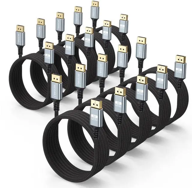 Main image of DisplayPort Cables 1.4 6FT 10-Pack, 32.4Gbps DP Cable, 8K@60Hz/4K@120Hz/2K@240Hz, HDR, DSC 1.2, FreeSync, G-Sync, FEC, Compatible for Monitor, Computer, Laptop, Graphics Card, Docking Station
