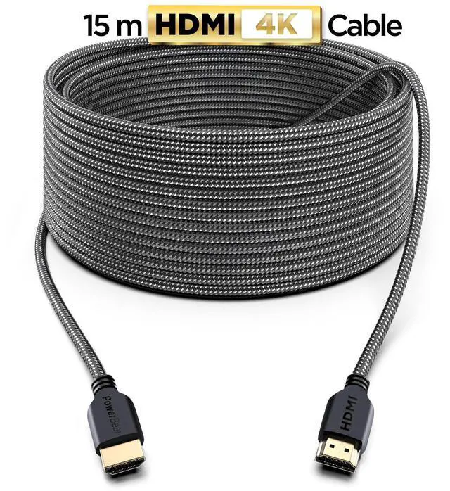 Alt view image 2 of 7 - 4K Long HDMI Cable 50 ft | High Speed, Braided Nylon & Gold Connectors, 4K @ 60Hz, Ultra HD, 2K, 1080P, ARC & CL3 Rated | for Laptop, Monitor, PS5, PS4, Xbox One, Fire TV, Apple TV