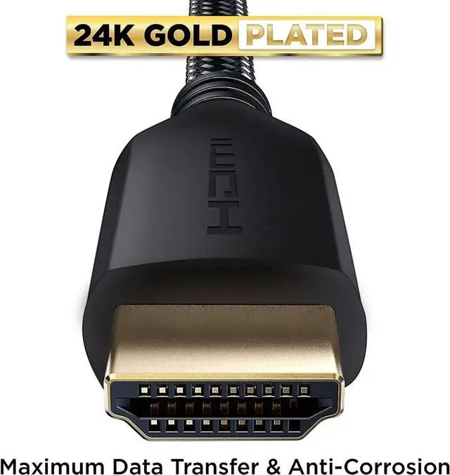 Alt view image 6 of 7 - 4K Long HDMI Cable 50 ft | High Speed, Braided Nylon & Gold Connectors, 4K @ 60Hz, Ultra HD, 2K, 1080P, ARC & CL3 Rated | for Laptop, Monitor, PS5, PS4, Xbox One, Fire TV, Apple TV