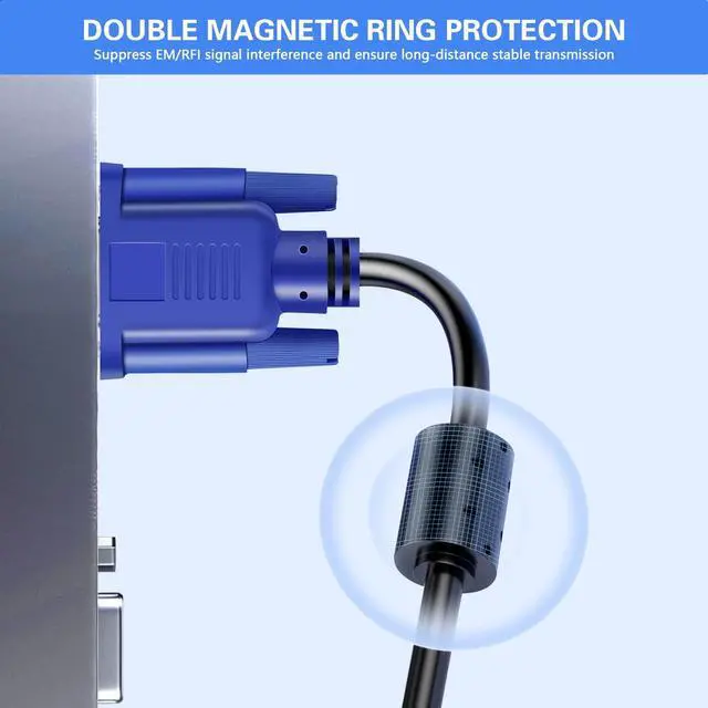 Alt view image 6 of 7 - VGA to VGA Monitor Cable 15 Pin Male to Male Computer Cord Support 1080P Full HD for Laptop TV Projector - 6 Feet(10 Pack)
