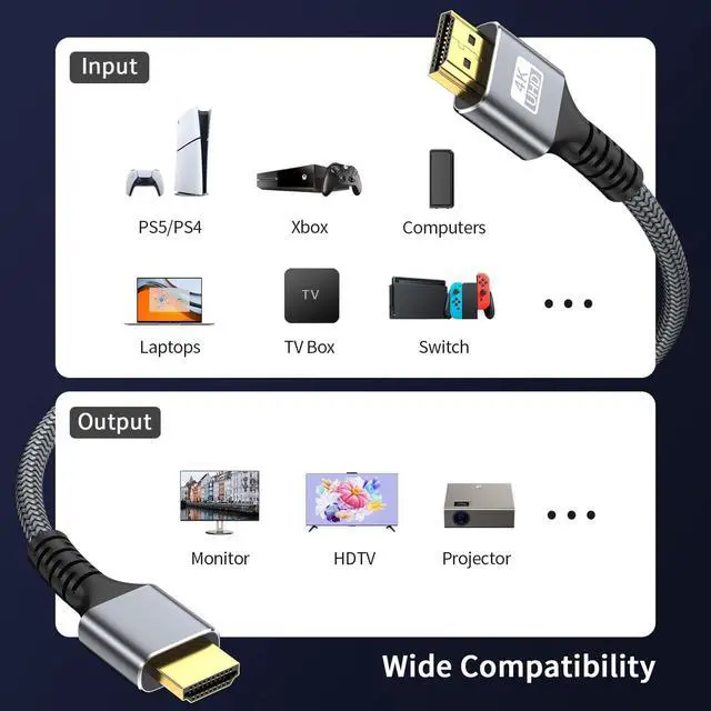 Alt view image 2 of 7 - 4k Hdmi Cable 50ft Ultra High Speed HDMI 2.0 Cable 4K@60HZ 3D ARC Gold Plated Connector Ethernet Audio Video Return HDMI Cord for UHD TV Monitor Laptop Xbox PS4/PS5 Roku TV ect.(Silvery)