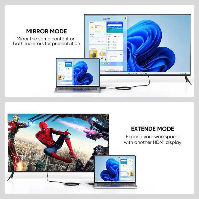 Alt view image 7 of 7 - 4K DisplayPort to HDMI Cable: 10ft Gold-Plated DP to HDMI Cord - 5Pack Diaplay Port to HDMI Cables Supporting 4K@30Hz 2K@120Hz 1080P Full HD for NVIDIA AMD Desktop Monitor Projector Laptop