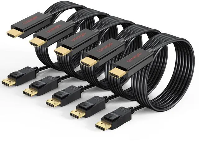Main image of 4K DisplayPort to HDMI Cable: 10ft Gold-Plated DP to HDMI Cord - 5Pack Diaplay Port to HDMI Cables Supporting 4K@30Hz 2K@120Hz 1080P Full HD for NVIDIA AMD Desktop Monitor Projector Laptop