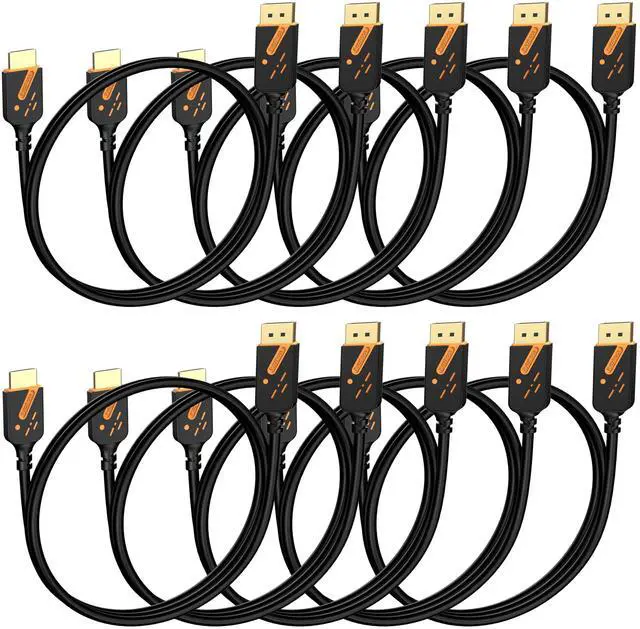 Main image of 4K DisplayPort to HDMI Cable 3FT, 10-Pack, DP (Display Port) to HDMI Cable Adapter Gold-Plated 4K@30Hz High Definition, Supports Video and Audio for Computer, Monitor, HDTV, Projector