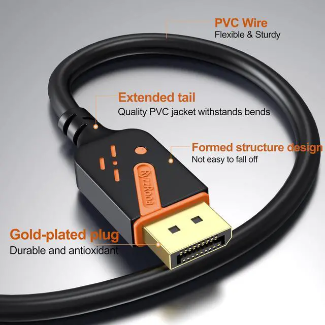 Alt view image 3 of 7 - 4K DisplayPort to HDMI Cable 3FT, 10-Pack, DP (Display Port) to HDMI Cable Adapter Gold-Plated 4K@30Hz High Definition, Supports Video and Audio for Computer, Monitor, HDTV, Projector