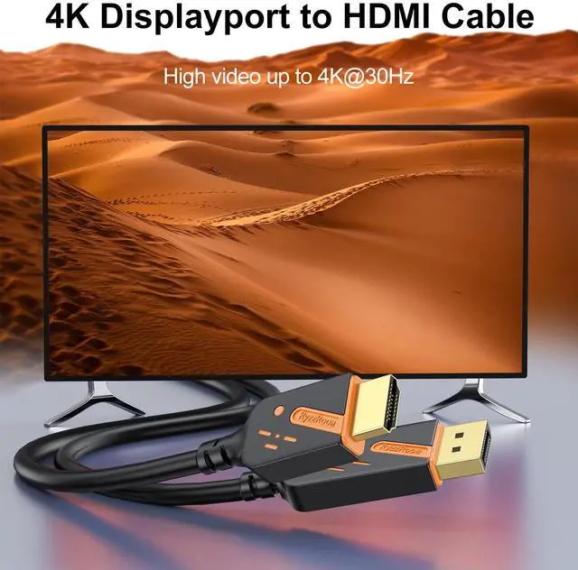 Alt view image 2 of 7 - 4K DisplayPort to HDMI Cable 3FT, 10-Pack, DP (Display Port) to HDMI Cable Adapter Gold-Plated 4K@30Hz High Definition, Supports Video and Audio for Computer, Monitor, HDTV, Projector