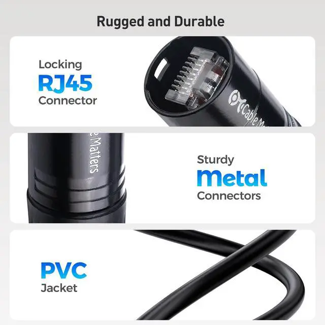Alt view image 4 of 6 - Shielded Cat6 Ethernet Cable Compatible with EtherCON RJ45 Connectors in Black - 30 ft for Professional Audio, Video, and Networking Applications