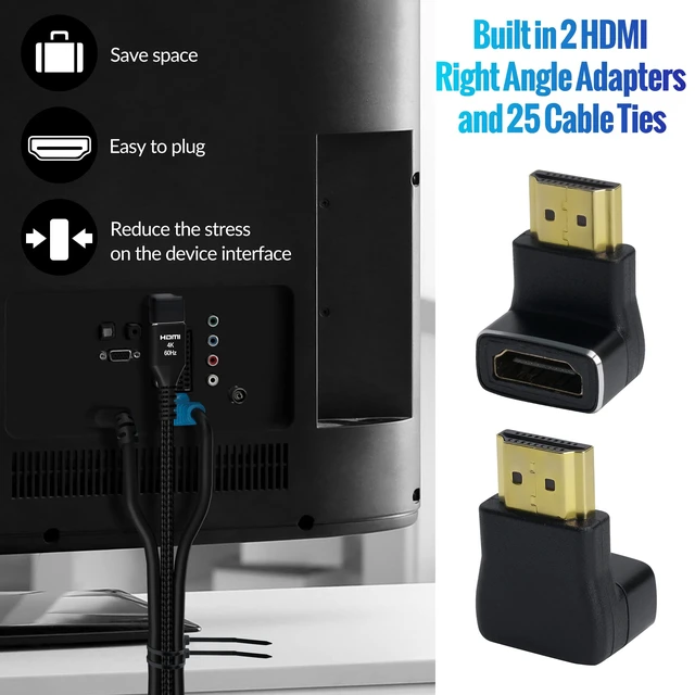 Alt view image 5 of 7 - 4K HDMI Cable 15 Feet (10 Pack), Ultra HD HDMI 2.0 Cable, Nylon Braided & Gold-Plated Connectors, 4K @ 60Hz, 2K,1080P, HDCP 2.2, ARC, Bulk HDMI Cables for Laptop, Monitors, HDTV, PS5, Xbox One & More