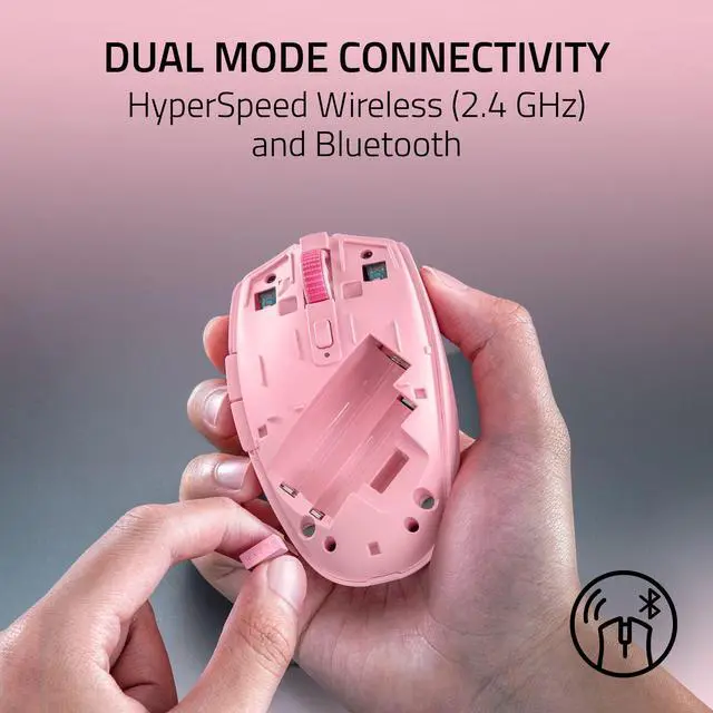 Alt view image 3 of 7 - Orochi V2 Wireless Gaming Mouse Ultra Lightweight & Portable, Bluetooth & 2.4GHz Wireless Connectivity, 18K DPI, Up to 1100 Hr Battery Life, Compatible with PC & Mac Quartz Pink