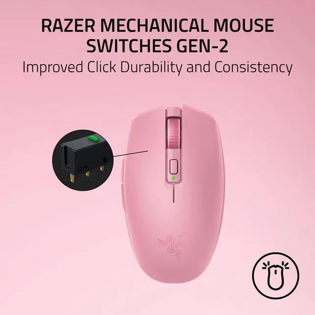 Alt view image 5 of 7 - Orochi V2 Wireless Gaming Mouse Ultra Lightweight & Portable, Bluetooth & 2.4GHz Wireless Connectivity, 18K DPI, Up to 1100 Hr Battery Life, Compatible with PC & Mac Quartz Pink