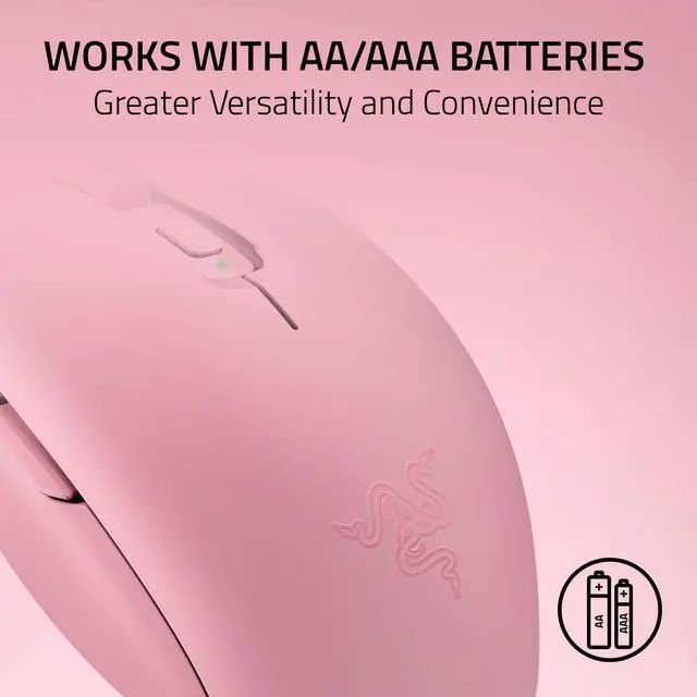 Alt view image 7 of 7 - Orochi V2 Wireless Gaming Mouse Ultra Lightweight & Portable, Bluetooth & 2.4GHz Wireless Connectivity, 18K DPI, Up to 1100 Hr Battery Life, Compatible with PC & Mac Quartz Pink