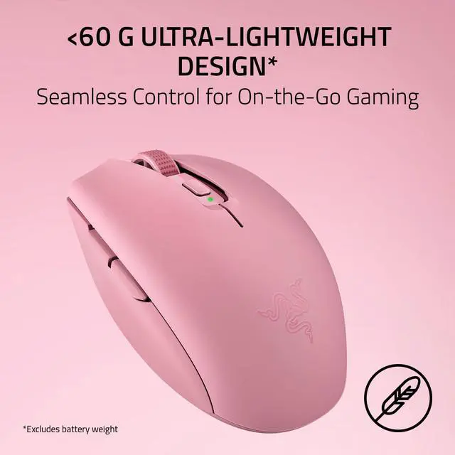 Alt view image 2 of 7 - Orochi V2 Wireless Gaming Mouse Ultra Lightweight & Portable, Bluetooth & 2.4GHz Wireless Connectivity, 18K DPI, Up to 1100 Hr Battery Life, Compatible with PC & Mac Quartz Pink