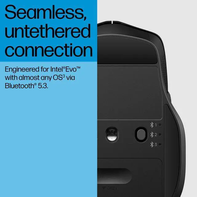 Alt view image 4 of 7 - 480 Comfort Bluetooth Mouse - Contoured Shape - Connect up to 3 Devices via Bluetooth® 5.3-6 Programmable Buttons - Multi-OS Compatible - Soft Side Grips, Quiet Clicks - Multi-Surface Traction