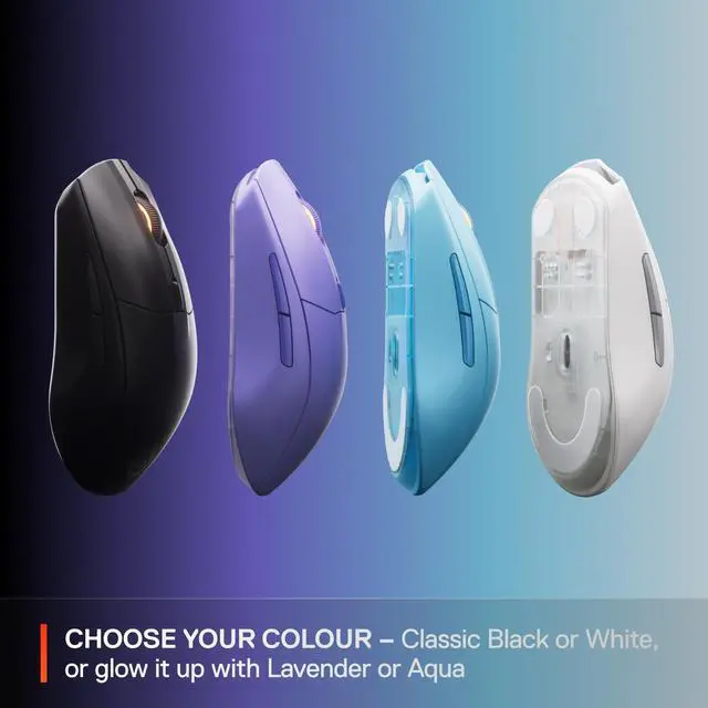 Alt view image 6 of 6 - Rival 3 Wireless Gen 2 Gaming Mouse 2.4GHz and Bluetooth 18000 DPI TrueMove Air Optical Sensor 60 Million Click Durability Light-Weight 100% PTFE Feet Lavender