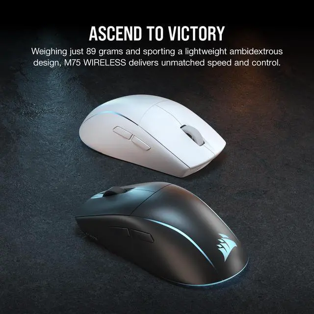 Alt view image 2 of 7 - M75 Wireless RGB Lightweight FPS Gaming Mouse 26,000 DPI Swappable Side Buttons iCUE Compatible PC Black