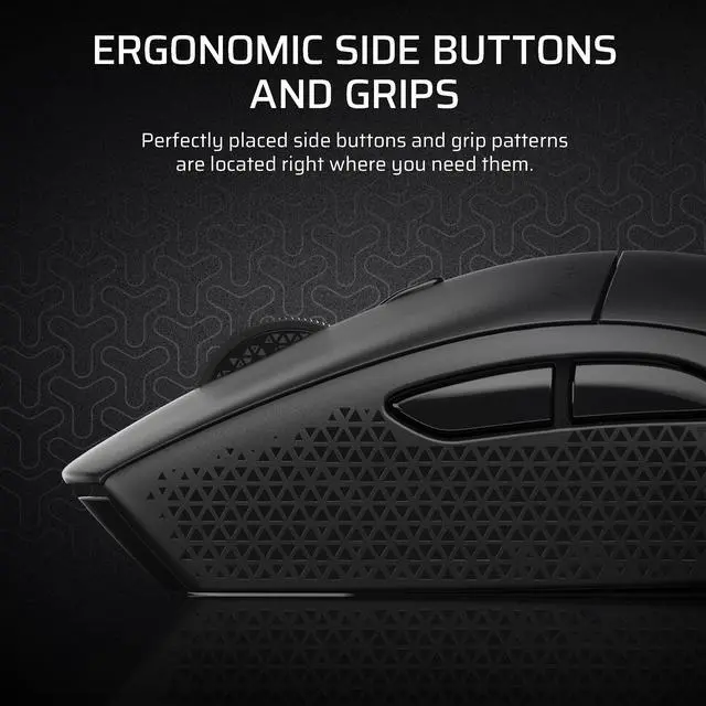 Alt view image 6 of 7 - M55 Wireless Lightweight FPS Gaming Mouse 2.4GHz & Bluetooth 24,000 DPI Long-Lasting Battery Life Six Programmable Buttons Textured Side Grips Black