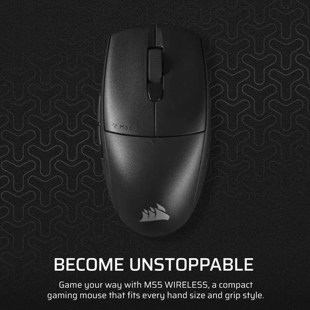 Alt view image 2 of 7 - M55 Wireless Lightweight FPS Gaming Mouse 2.4GHz & Bluetooth 24,000 DPI Long-Lasting Battery Life Six Programmable Buttons Textured Side Grips Black