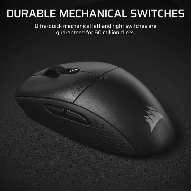 Alt view image 7 of 7 - M55 Wireless Lightweight FPS Gaming Mouse 2.4GHz & Bluetooth 24,000 DPI Long-Lasting Battery Life Six Programmable Buttons Textured Side Grips Black