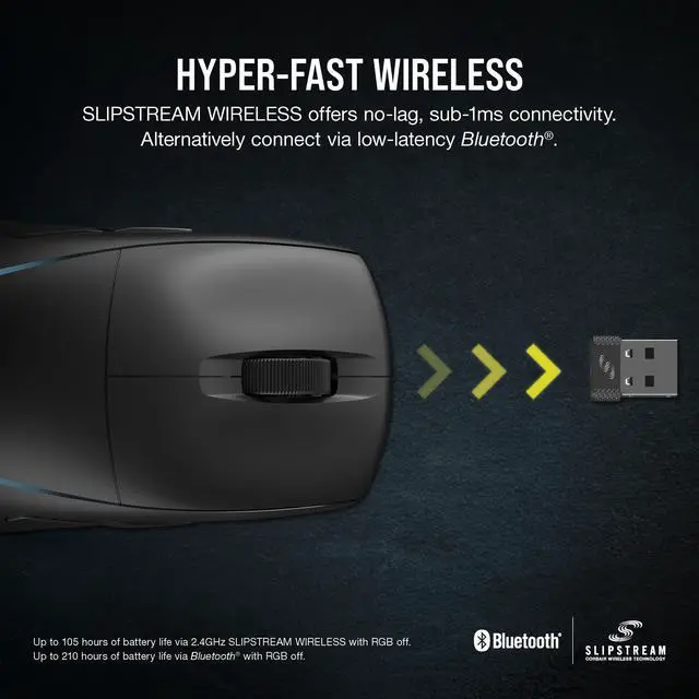 Alt view image 7 of 7 - M75 Wireless RGB Lightweight FPS Gaming Mouse 26,000 DPI Swappable Side Buttons iCUE Compatible PC Black