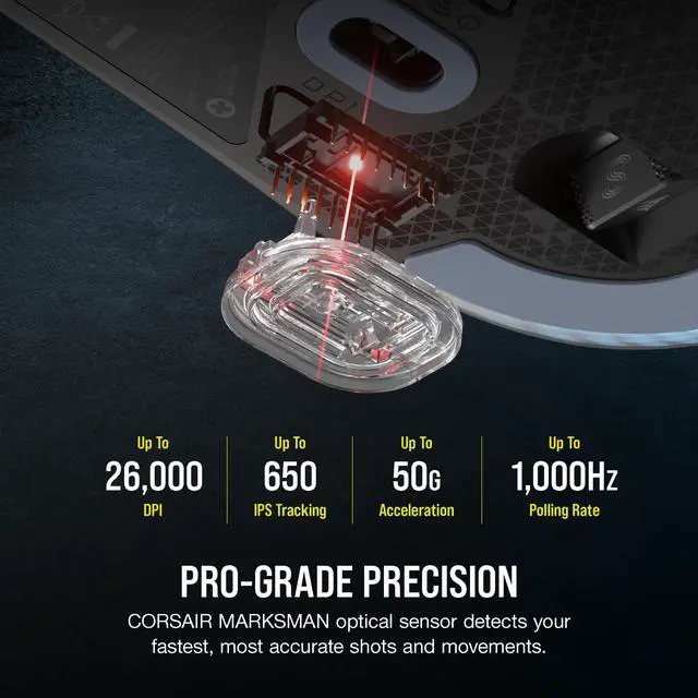Alt view image 3 of 7 - M75 Wireless RGB Lightweight FPS Gaming Mouse 26,000 DPI Swappable Side Buttons iCUE Compatible PC Black