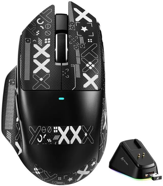 Main image of V6 65g Superlight Wireless Gaming Mouse with Magnetic Charging Dock,BT/2.4GHz Wireless/Wired Mouse 1K Polling,PixArt PAW3311 Sensor,25000DPI,Tape,Office Gamer Mice for PC/Win/Mac(Black)