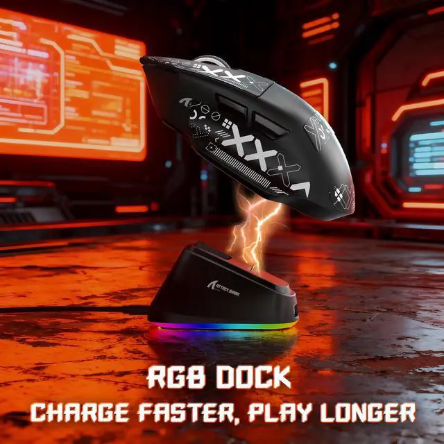 Alt view image 3 of 6 - V6 65g Superlight Wireless Gaming Mouse with Magnetic Charging Dock,BT/2.4GHz Wireless/Wired Mouse 1K Polling,PixArt PAW3311 Sensor,25000DPI,Tape,Office Gamer Mice for PC/Win/Mac(Black)