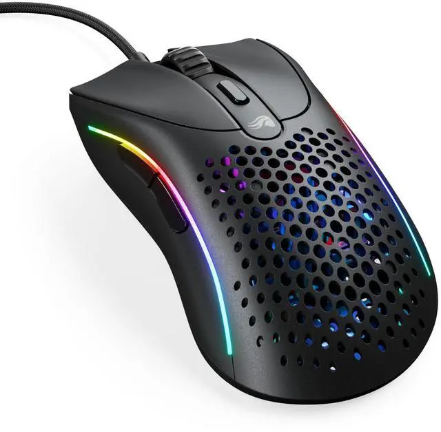 Main image of Gaming - Superlight Wired PC Gaming Mouse with Honeycomb Shell, 6 Programmable Buttons, RGB Lighting & PTFE Skates - Model D 2, Matte Black