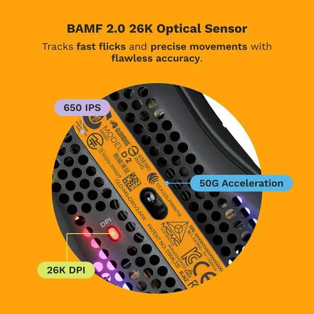 Alt view image 5 of 7 - Gaming - Superlight Wired PC Gaming Mouse with Honeycomb Shell, 6 Programmable Buttons, RGB Lighting & PTFE Skates - Model D 2, Matte Black