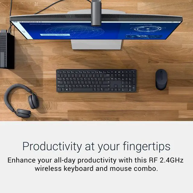 Alt view image 2 of 6 - Advanced Wireless Keyboard and Mouse KM520 - Wireless, 2.4 GHz Interface, USB Wireless Receiver, Volume, Mute Hot Keys, 3 Mouse Buttons, US English, 1 Year Limited Warranty - Black