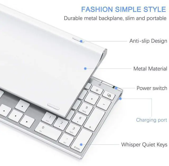 Alt view image 2 of 7 - Wireless Keyboard and Mouse, 2.4GHz Rechargeable Compact Quiet Full-Size Keyboard and Mouse Combo with Nano USB Receiver for Windows, Laptop, PC, Notebook-White Silver