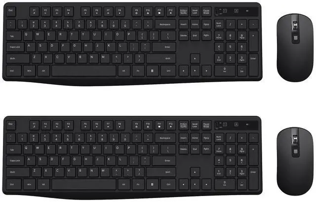 Main image of Wireless Keyboard and Mouse Combo, 2.4G Full-Sized Ergonomic Keyboard, 3 DPI Adjustable Cordless USB Mouse, Quiet Click for Computer/Laptop/Windows/Mac (2 Pack, Black)