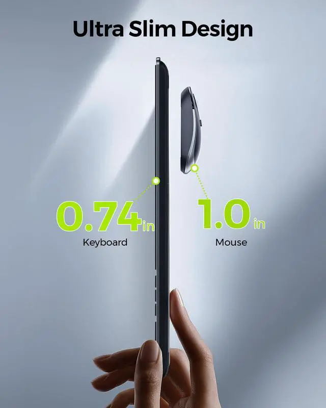 Alt view image 3 of 7 - Wireless Keyboard and Mouse Combo - Full Size Slim Thin Wireless Keyboard Mouse with Numeric Keypad 2.4G Stable Connection Adjustable DPI (Grey & Black)