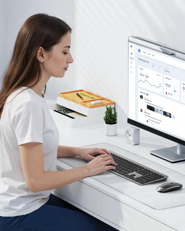 Alt view image 7 of 7 - Wireless Keyboard and Mouse Combo - Full Size Slim Thin Wireless Keyboard Mouse with Numeric Keypad 2.4G Stable Connection Adjustable DPI (Grey & Black)