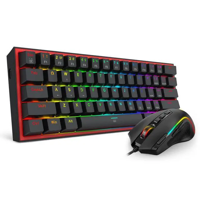 Alt view image 2 of 5 - CB201 Gaming Keyboard & Mouse Combo, 61 Keys K617 Wired RGB Gaming Keyboard and 8000 DPI Wired M612 Gaming Mouse Bundle, Black