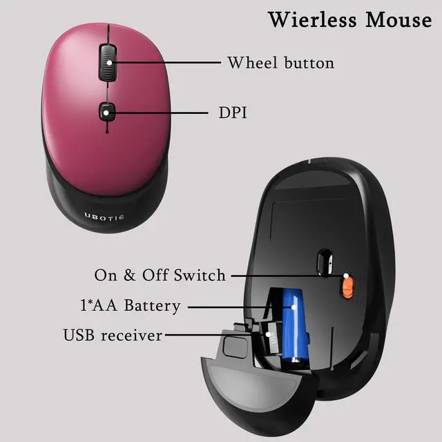 Alt view image 5 of 6 - Colorful Wireless Computer Keyboards Mouse Combos, Polychrome Round Keycaps Retro PC Keyboards 2.4GHz Radio Frequency Connection with Optical Mouse(Black Claret)