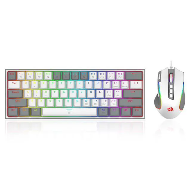 Alt view image 2 of 7 - CB201 Gaming Keyboard & Mouse Combo, 61 Keys K617 Wired RGB Gaming Keyboard and 8000 DPI Wired M612 Gaming Mouse Bundle, White