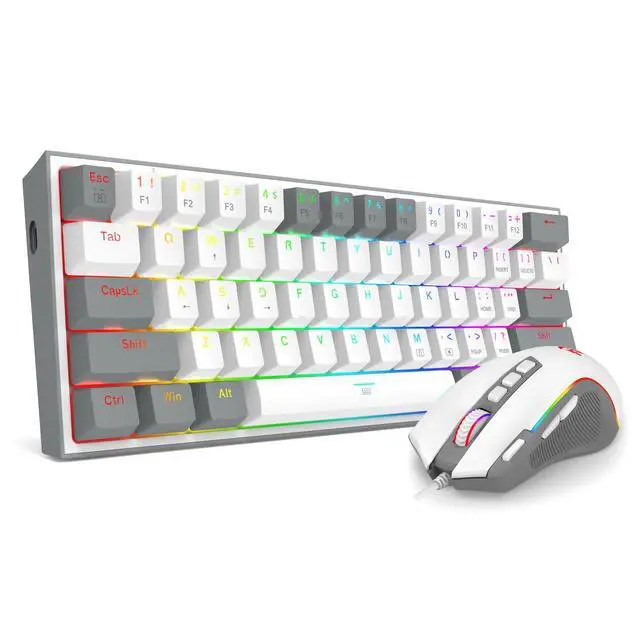 Alt view image 3 of 7 - CB201 Gaming Keyboard & Mouse Combo, 61 Keys K617 Wired RGB Gaming Keyboard and 8000 DPI Wired M612 Gaming Mouse Bundle, White