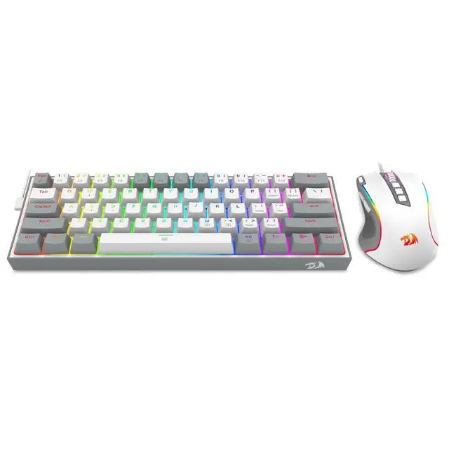 Alt view image 5 of 7 - CB201 Gaming Keyboard & Mouse Combo, 61 Keys K617 Wired RGB Gaming Keyboard and 8000 DPI Wired M612 Gaming Mouse Bundle, White
