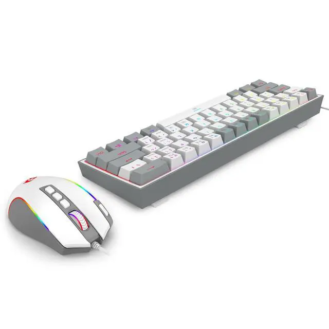 Alt view image 6 of 7 - CB201 Gaming Keyboard & Mouse Combo, 61 Keys K617 Wired RGB Gaming Keyboard and 8000 DPI Wired M612 Gaming Mouse Bundle, White