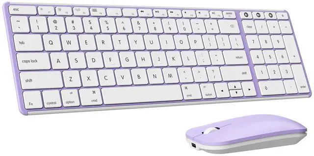 Main image of Bluetooth Keyboard and Mouse Combo for Mac, SKM64-2 Rechargeable Silent Wireless Keyboard Mouse Compact Slim, 3 Multi-Device Connection, Compatible for Mac MacBook Pro/Air iPad, White Purple