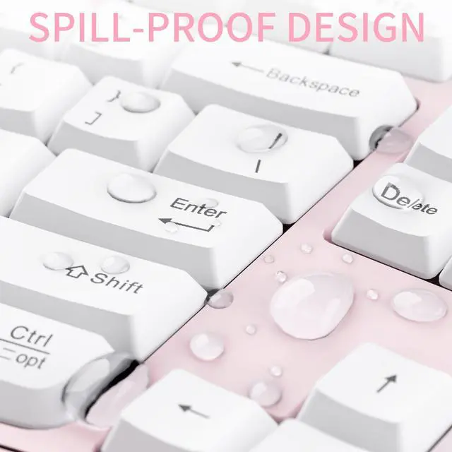 Alt view image 5 of 7 - Ergonomic Wireless Keyboard and Mouse Combo, Wave Keys Keyboard with Wrist Rest for Natural Typing, 3 DPI Adjustable Ergonomic Silent Mouse for Computer/Laptop/Windows/Mac (Pink)