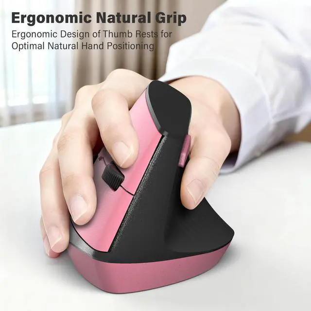 Alt view image 3 of 7 - Wireless Ergonomic Keyboard & Mouse Combo Split Curved Keyboard with Wrist Rest (All-Day Comfort) + Wireless Vertical Ergonomic Optical Mouse, Compatible with PC/Laptop/Desktop- Pink Gradient